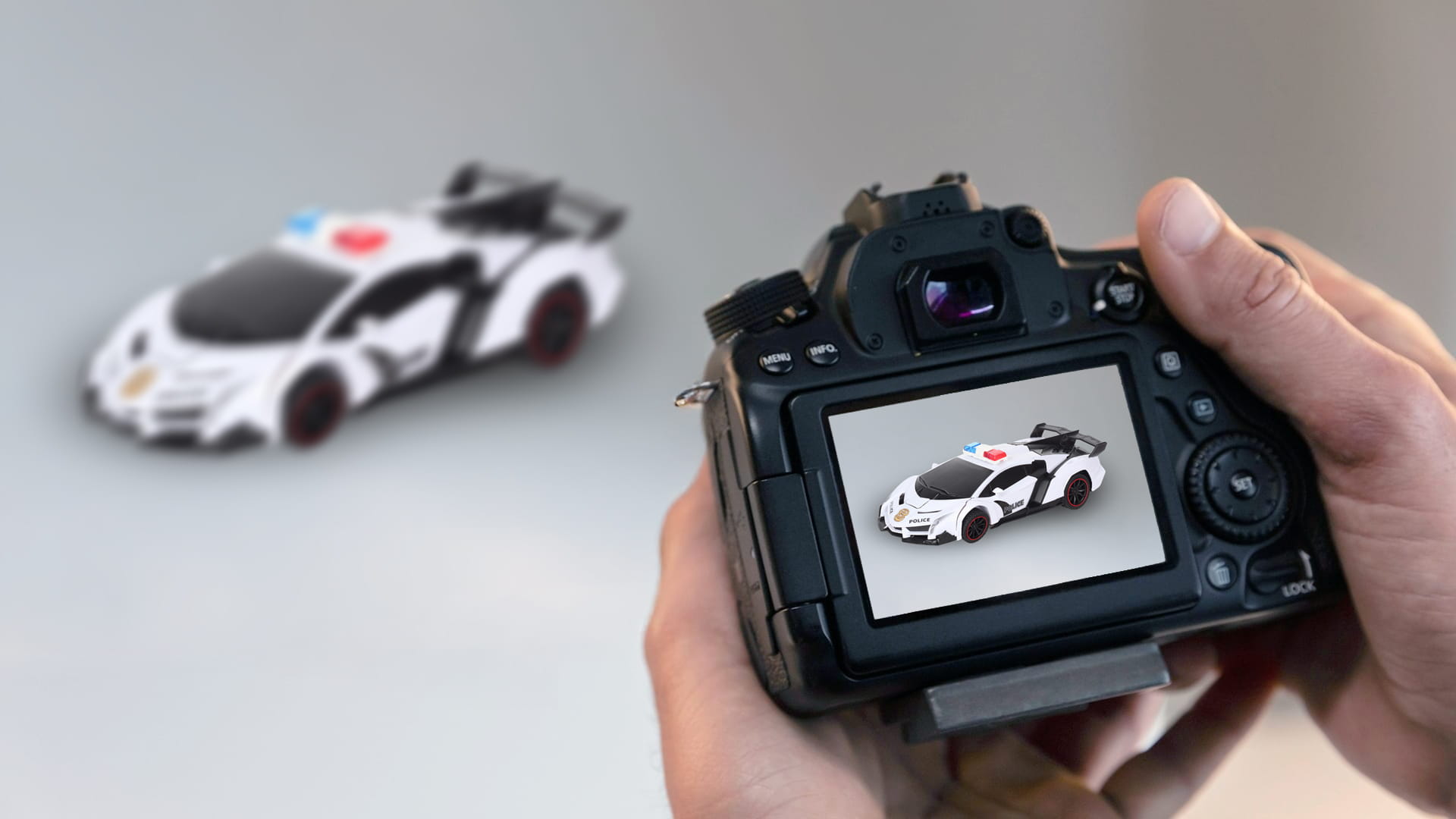 360° Product Spin – Toy Police Transformer Car (78 Shots)