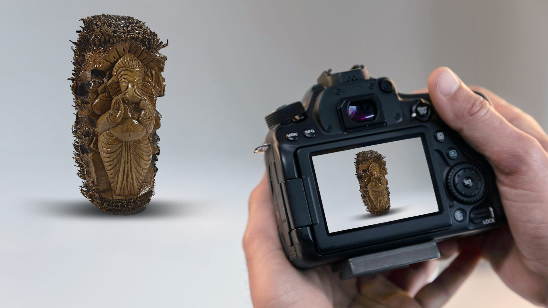 360° Product Spin Photography – Wooden Ganesha Idol (72 Shots)
